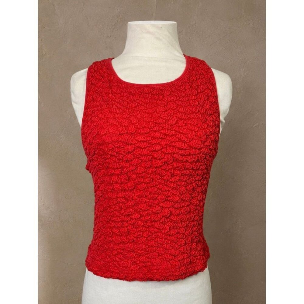 Anthropologie Sz M NWT Textured Racerback Tank tomato red